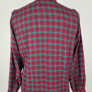 40s 50s mens red green plaid shirt, 16x33 image 7