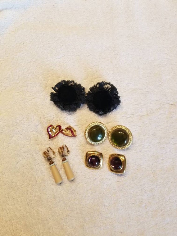 5 pair vintage clipon earrings