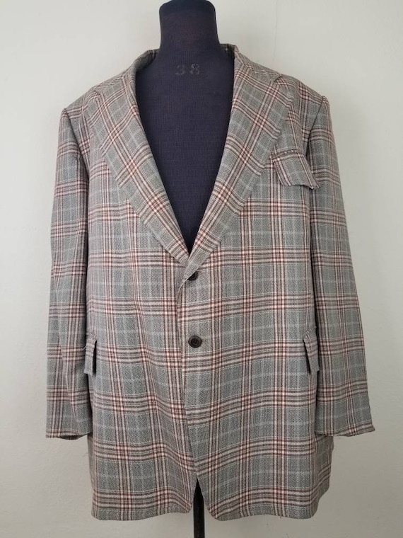 XXL 56R plaid sportcoat, vintage plaid blazer, pl… - image 2