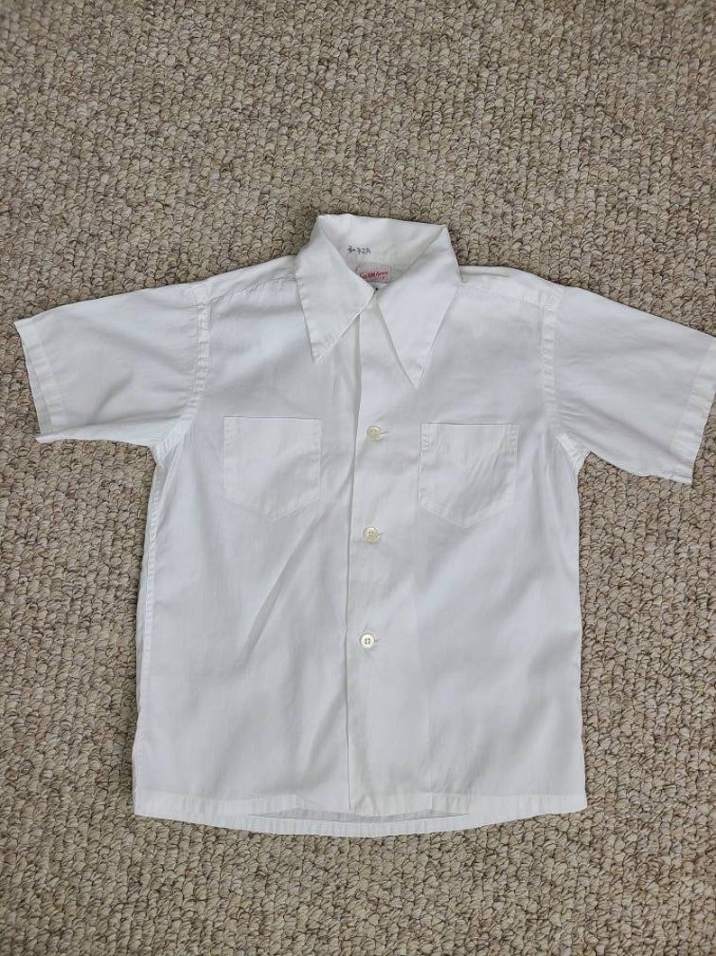 30s 40s boys white shirt, short sleeved, button up, size 12, Saks Fifth Avenue image 3