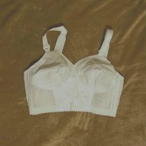 Vintage 40C bustier bullet bra, white, new condition