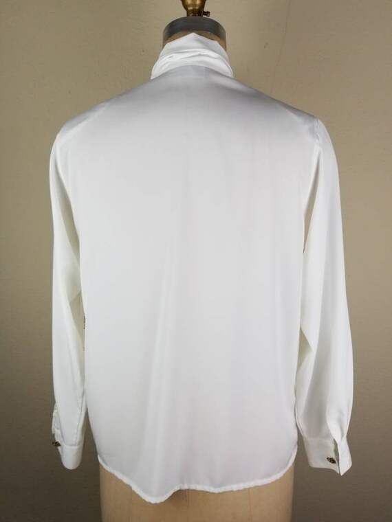 80s white sailor blouse bow jabot, size 8 - image 5