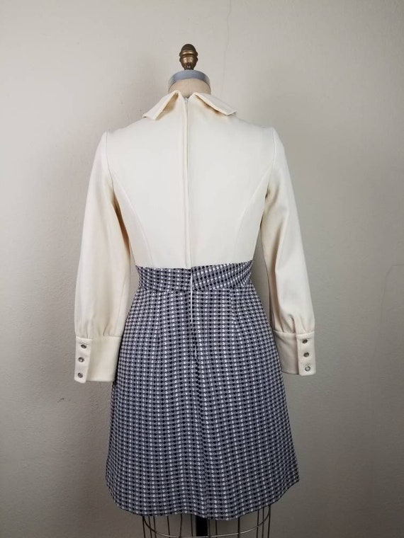 60s dress, cream and brown, butterfly collar, two… - image 5