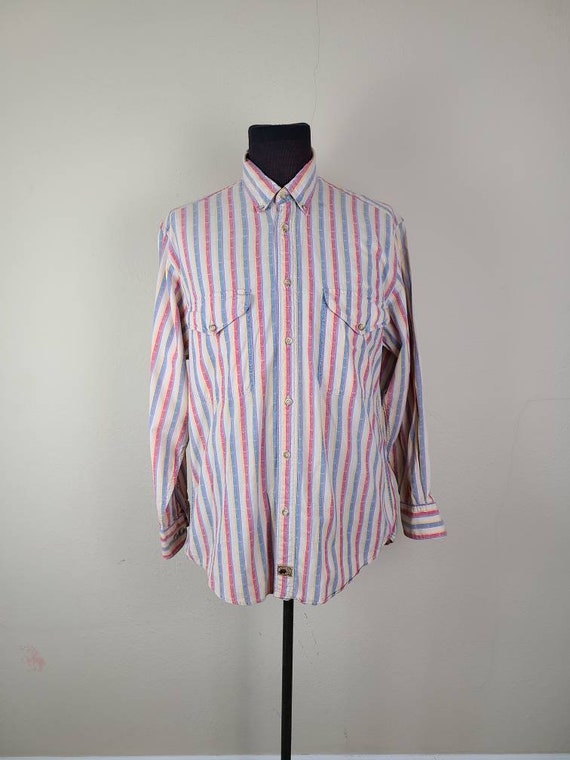 90s shirt, mens large, woven striped
