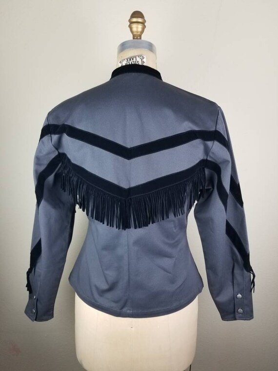 Western style jacket fringed ladies grey vintage … - image 3