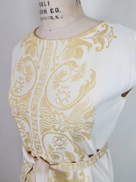 50s-60s beautiful dress, linen, hand woven, handm… - image 3