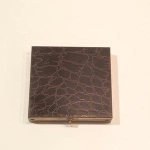 Vintage compact, faux alligator, brown and gold,  powder compact, refillable