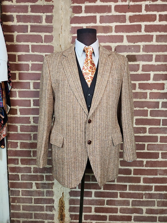 Vintage tweed sportcoat, 46R, mens wool blazer, l… - image 1