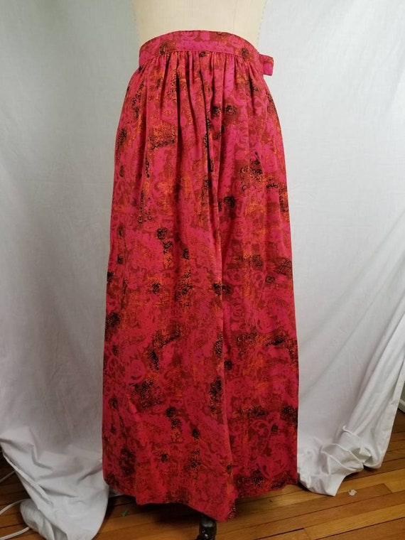 60s long skirt, pink red orange, handmade - image 2