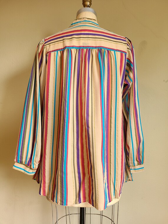 70s maternity top, lightweight cotton stripe, boh… - image 6