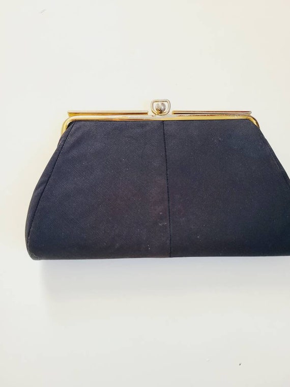 50s 60s navy clutch purse handbag - image 2