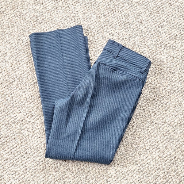 70s pants, mens trousers,  blue two tone striped, Kings Road, 34x29, leisure pants, permanent press, slight flare, 34 short