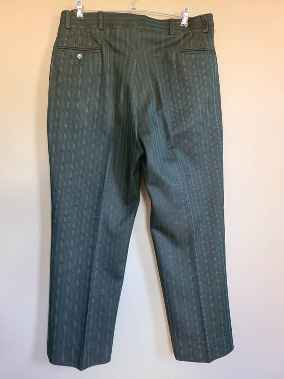 70s suit, mens 40R, green striped, bootleg pants - image 6