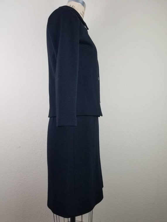 50s 60s suit, 38, black skirt suit, black dress, … - image 6