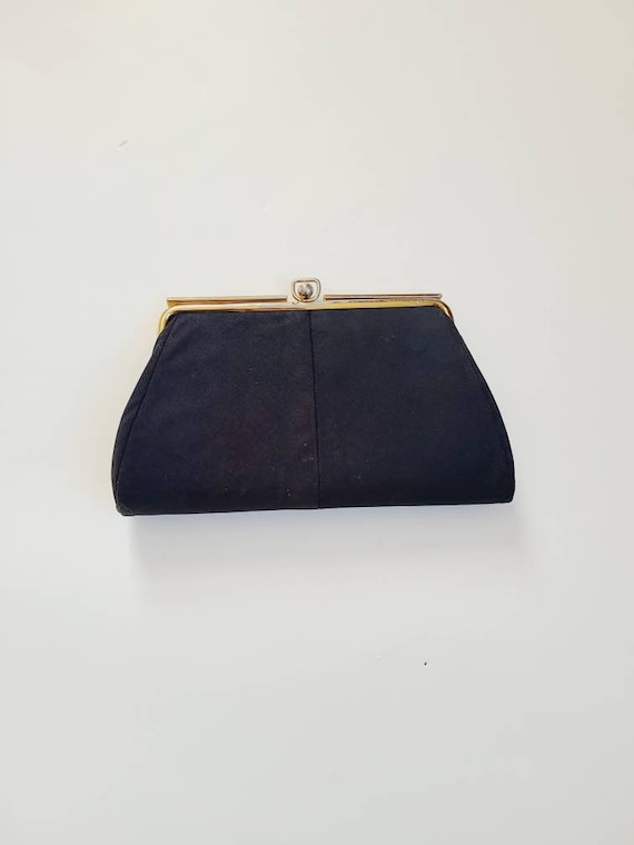 50s 60s navy clutch purse handbag - image 1