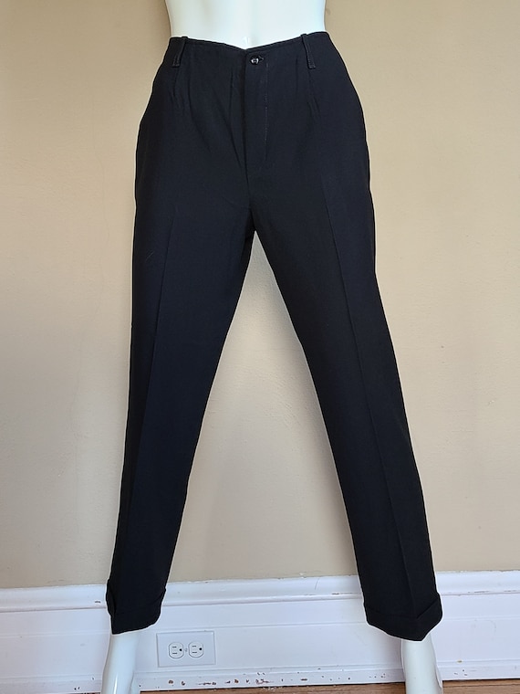 【1950s】Vintage Black Dress Slacks 50s Black Dress Pants, New Deadstock, New With Tags, Capris, Size