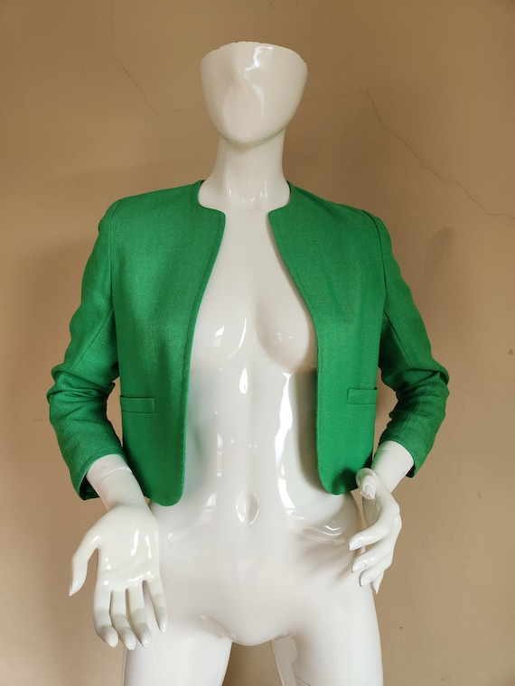 Kelly green 80s blazer, ladies sportcoat, short bl