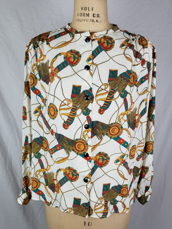 80s Italian style blouse 44 cream - image 2