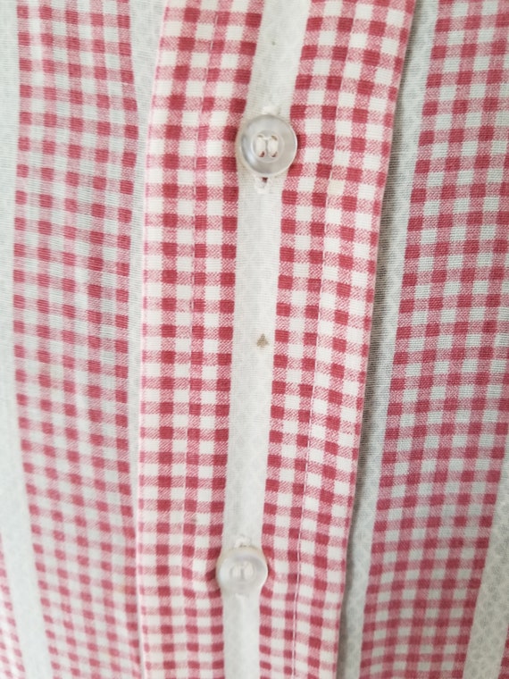 70s mens short sleeved shirt, pink check 15 - image 3