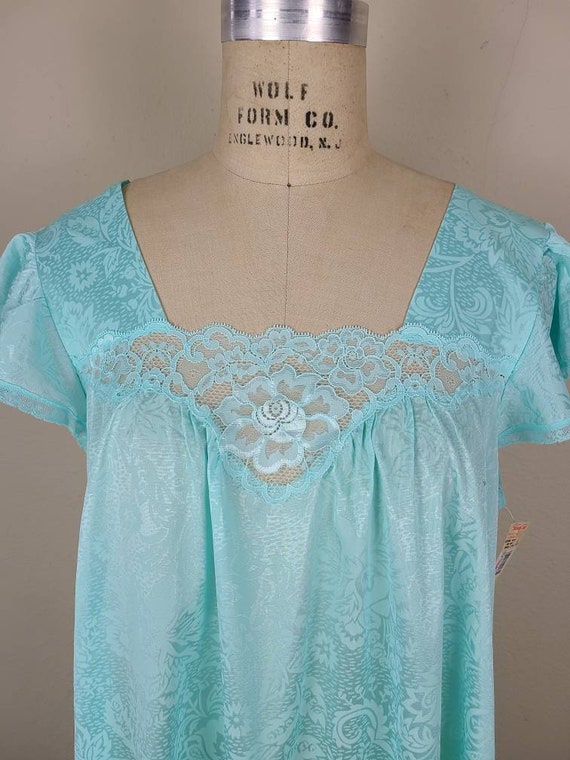 70s 80s new nightgown, light aqua blue - image 5