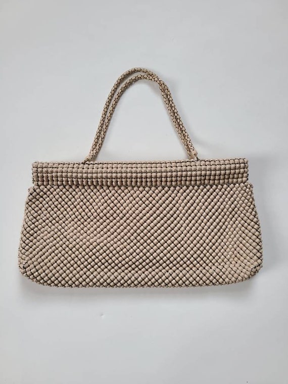 50s Whiting Davis bag, alumesh, tan mesh, metal
