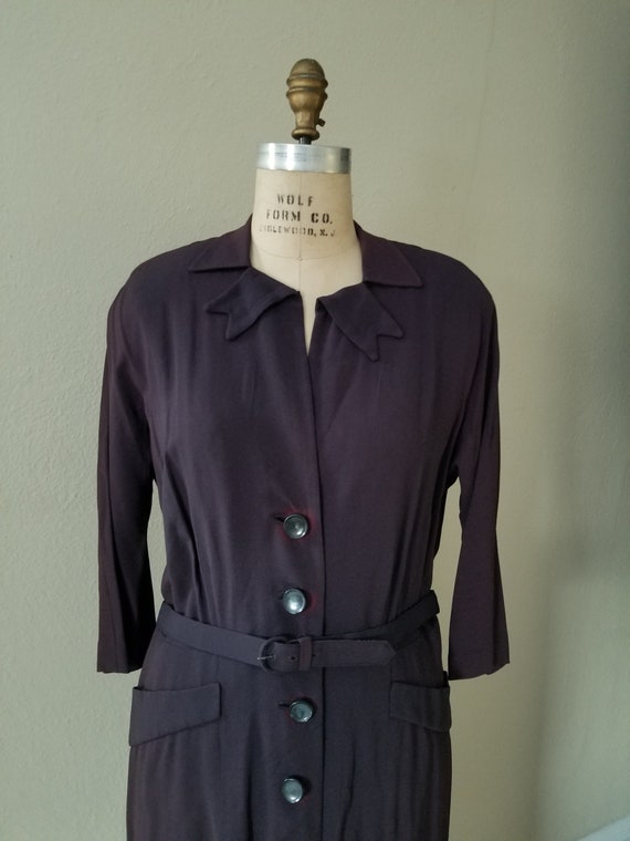 30s vintage dress, brown color, fading, XL size 4
