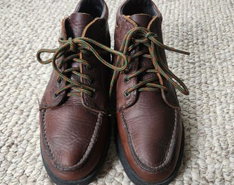 80s mens 10 Eastland boots, high tops, boat shoes, leather, brown, preppy, great condition