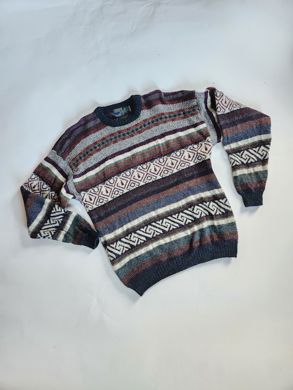 90s wool mens XL sweater, wool, ETCHINGS,  44 ches