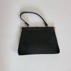 60s alligator handbag, black leather purse