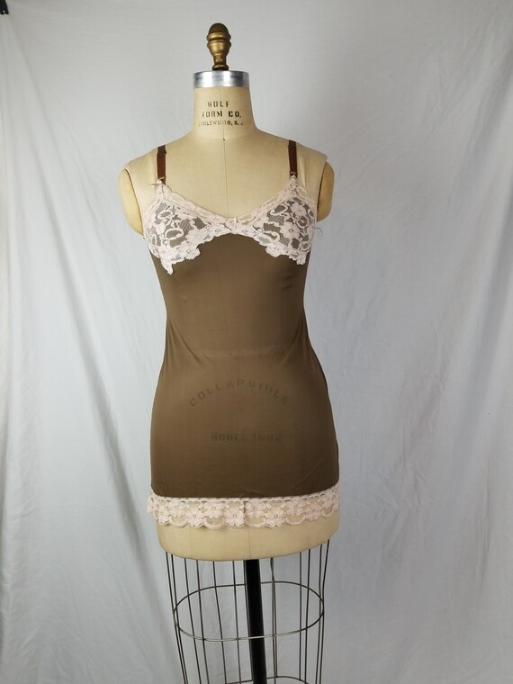 Vintage camisole slip brown nylon 32