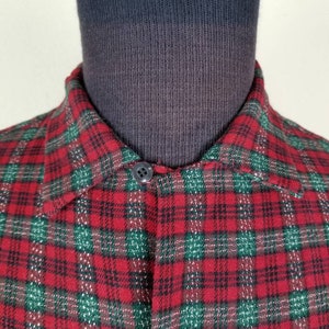 40s 50s mens red green plaid shirt, 16x33 image 5