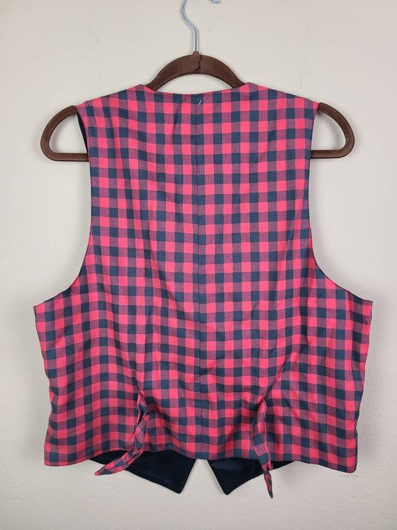 Mens vest, black and red plaid, 41 chest - image 4