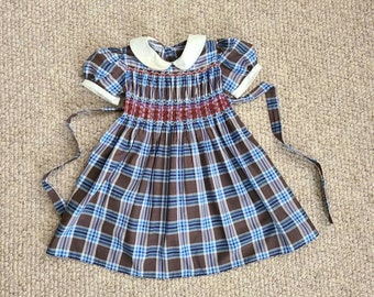 50s girls dress, toddler, hand smocked, 4T, Polly Flinders