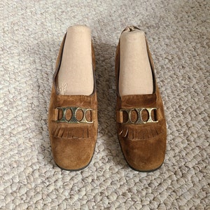 60s loafers, ladies 7, Hush Puppies, light brown, slip ons
