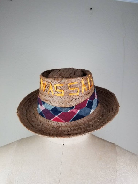 Pork pie vintage hat, straw mens fedora NASSAU Bah