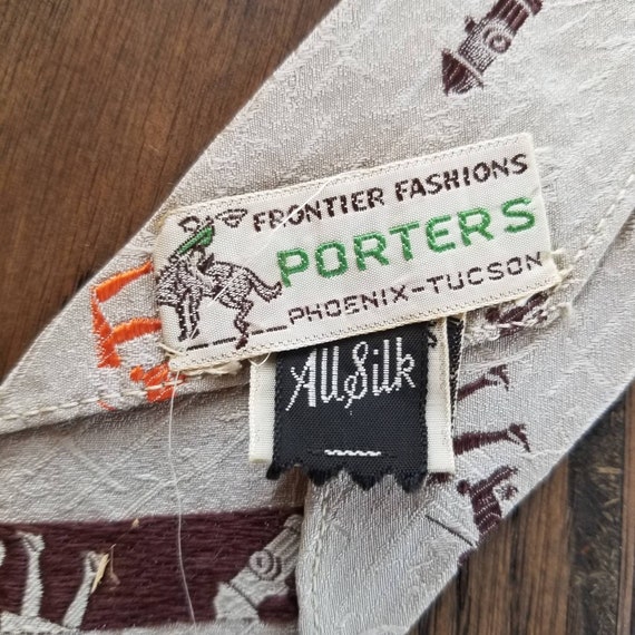 50s necktie mens grey gray lady walking dog with fire hydrant silk View 5