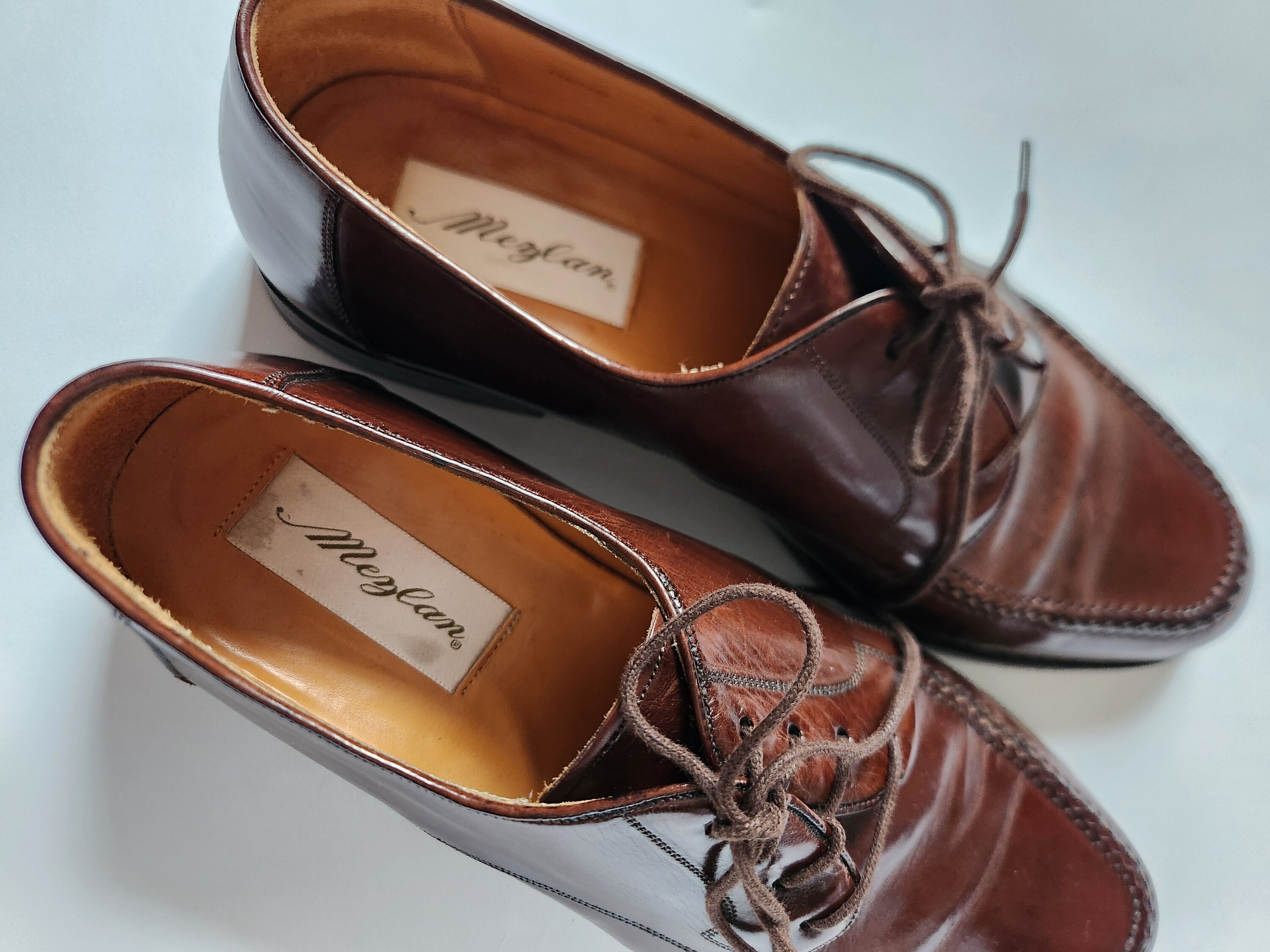 9 Mezlan oxfords, 90s era, brown leather, original box and shoe bags 9 Oxfords, Mens, Leather Shoes, Brown, Mezlan, in Original  main image 4