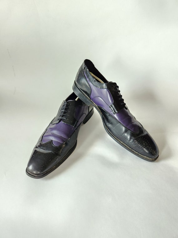 Vintage 15 Mens Oxford Shoes, Purple and Black, Zoot Suit
