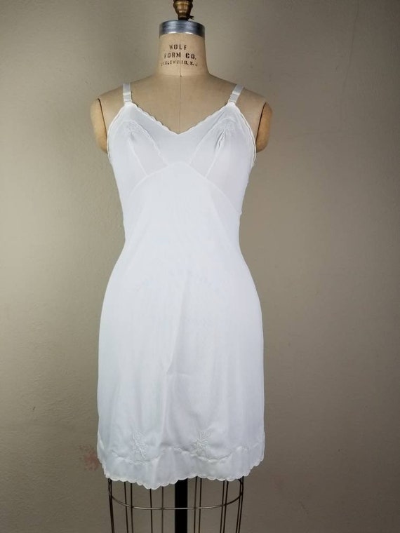 White full slip 60s nylon tricot 34, vintage - image 1