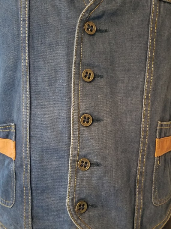 Denim vintage mens vest, 42R Jeans Joint - image 5