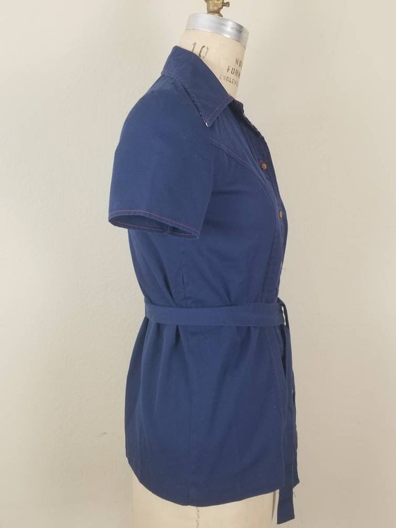 70s smock, ladies blue top - image 3