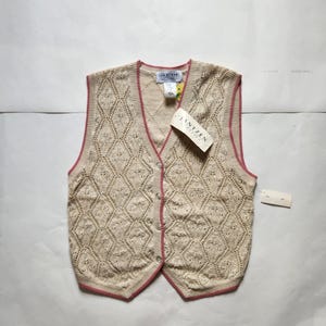 80s deadstock vest, new with tags, ladies small, tan beige, Jantzen Classics, button up vest, sleeveless, cotton ramie