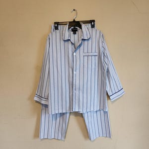 Mens vintage large pajamas, blue striped pajamas, mens, Botany 500, 2 piece set