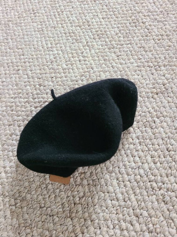 Vintage beret, black beret, wool beret