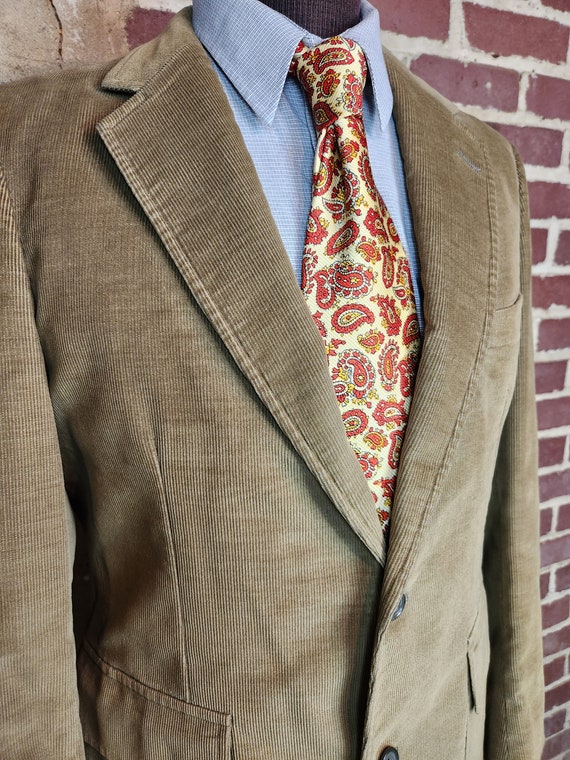 70s corduroy blazer, olive tan brown sportcoat, m… - image 2