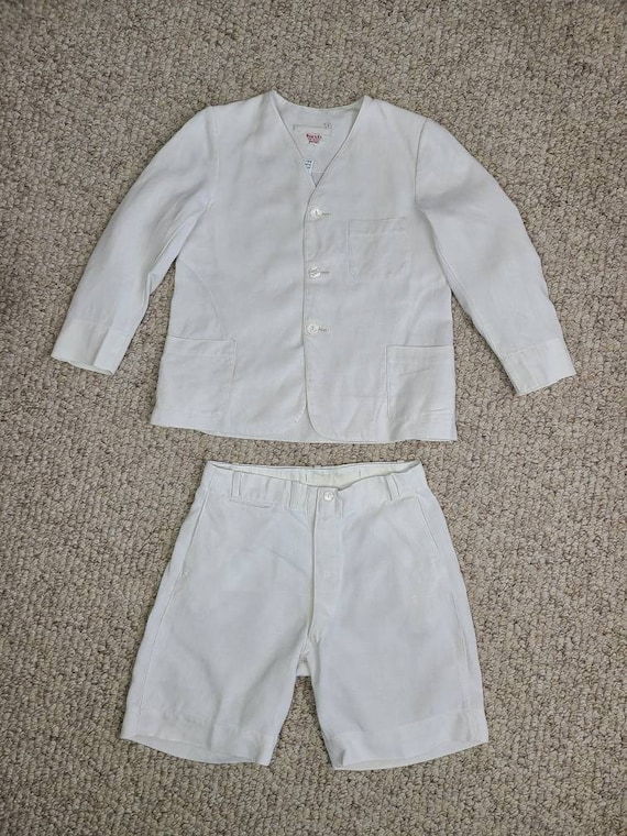 30 40s boys linen suit, jacket and shorts set, wh… - image 3