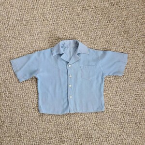 30s 40s shirt, little boys, baby blue, herringbone weave,  30