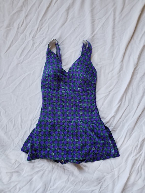 Vintage 60s bathing suit ladies 12 34B purple