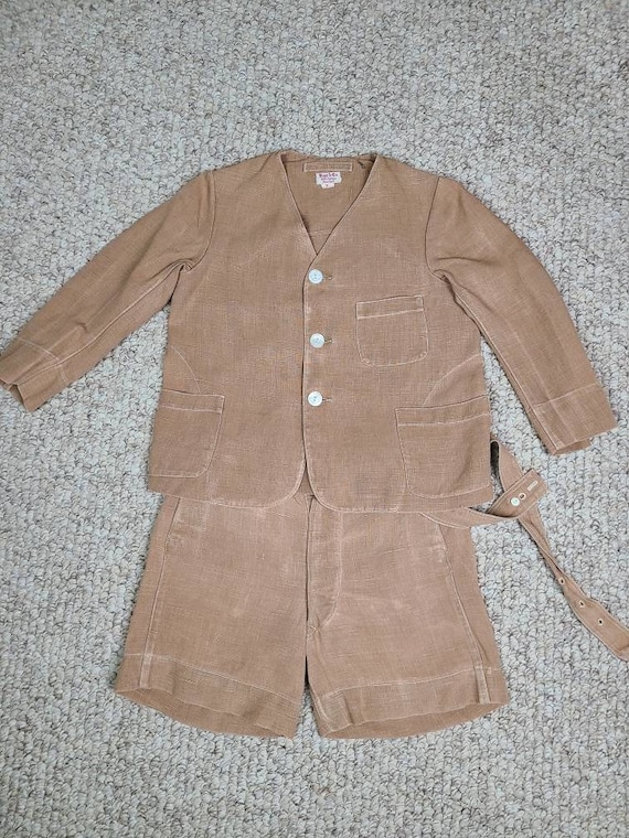 30s 40s boys linen suit set, size 7, tan, Best & … - image 2