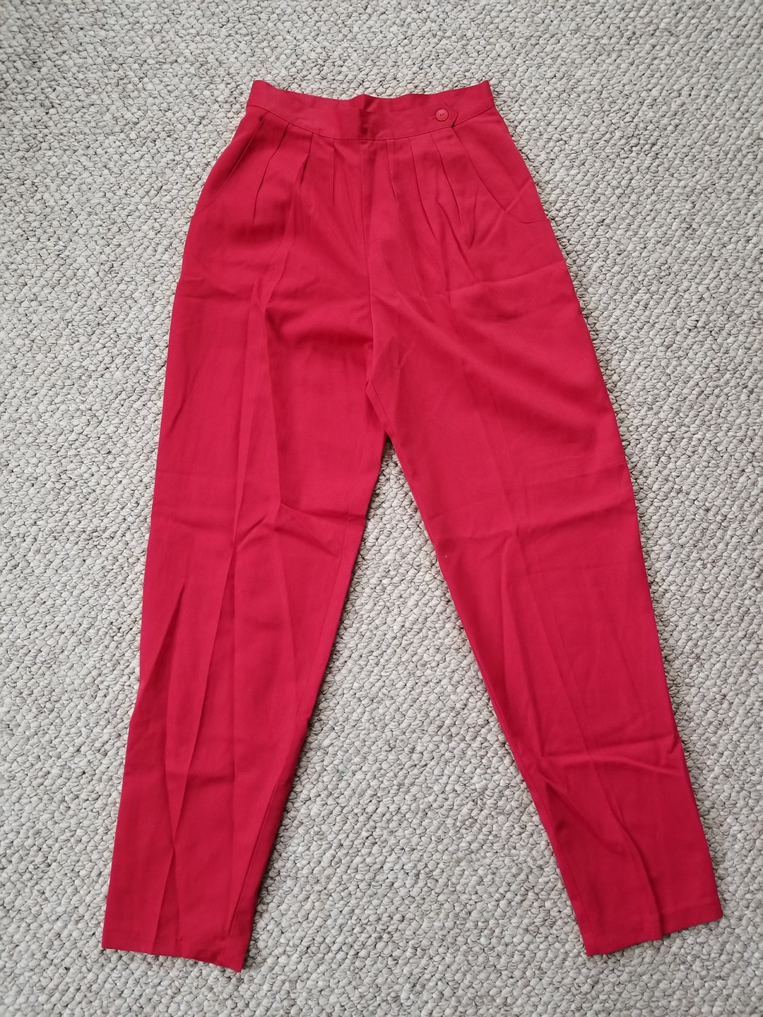 NEW 80s Red Ladies Pants 6 12 or 14 Casablanca High Rise - Etsy